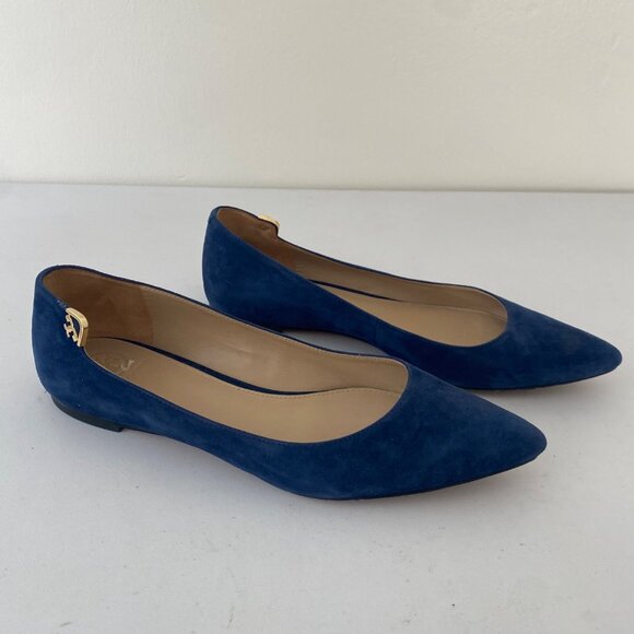 Tory Burch Elizabeth Flats Shoes Suede Blue - Picture 11 of 11